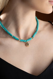 Heliophilia Silver Collar Multicolor con Colgante de Latón y Cobre
